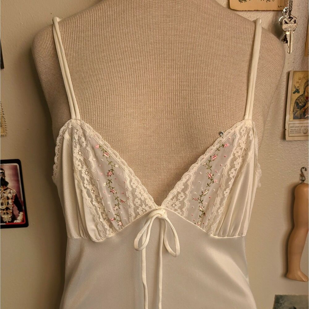 Vintage 60s Lace Petticoat Slip Dress Lingerie Set Women's Medium/Large White - Picture 5 of 9